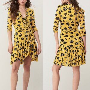 Diane Von Furstenburg Paloma Wrap Dress in Yellow XS